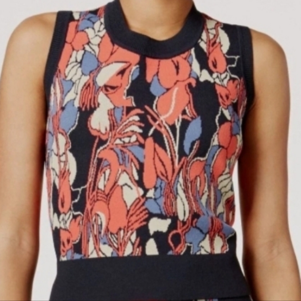 Rachel Roy Women's Floral Printed Crew Neck Crop Top Size US M retails $80